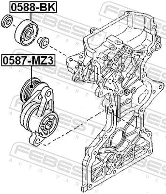 FEBEST FEBEST 0587-MZ3 Tensioner Pulley, V-ribbed belt 