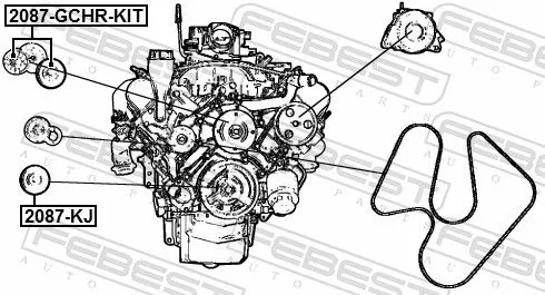 FEBEST FEBEST 2087-KJ Tensioner Pulley, V-ribbed belt 
