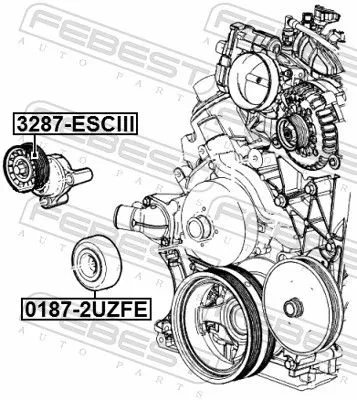 FEBEST FEBEST 3287-ESCIII Tensioner Pulley, V-ribbed belt 