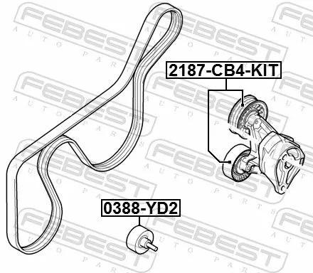 FEBEST FEBEST 2187-CB4-KIT Tensioner Pulley, V-ribbed belt 
