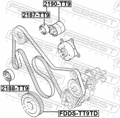 FEBEST FEBEST 2187-TT9 Tensioner Pulley, V-ribbed belt 