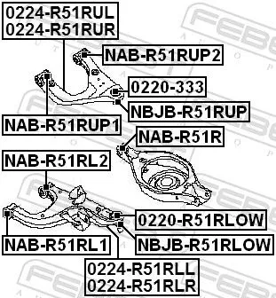 FEBEST FEBEST (NAB-R51RUP1) Mounting, control/trailing arm 