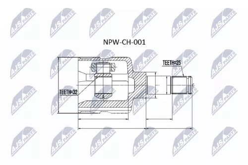 NTY NTY NPW-CH-001 Front Left NTY Cv Joint & Boot Kit 