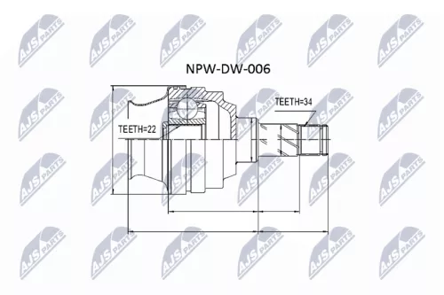 NTY NTY NPW-DW-006 Front Left Front Right Inner NTY Cv Joint & Boot Kit 