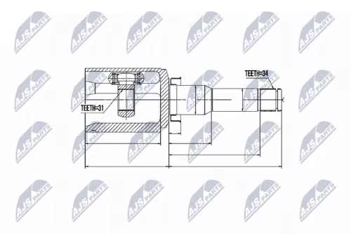 Front Left Inner NTY Cv Joint & Boot Kit