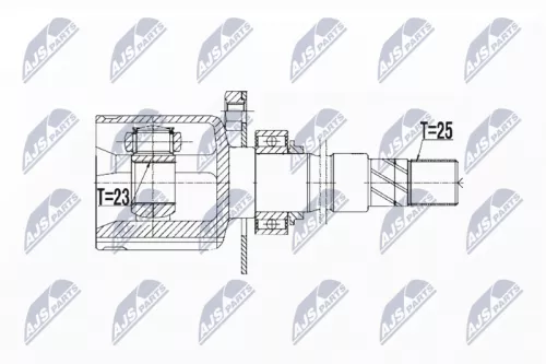 NTY NTY NPW-FT-070 Front Right NTY Cv Joint & Boot Kit 