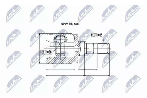 NTY NTY NPW-HD-001 Front Left NTY Cv Joint & Boot Kit 