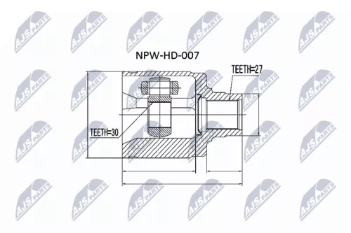 NTY NTY NPW-HD-007 Front Left Inner Front Right Outer NTY Cv Joint & Boot Kit 