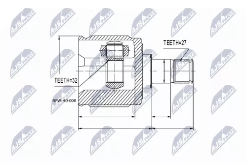 NTY NTY NPW-HD-008 Front Right Inner NTY Cv Joint & Boot Kit 