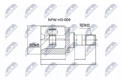 NTY NTY NPW-HD-009 Rear Rear Left Rear Right NTY Cv Joint & Boot Kit 