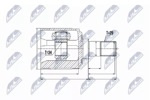 NTY NTY NPW-HD-018 Inner Front Left NTY Cv Joint & Boot Kit 
