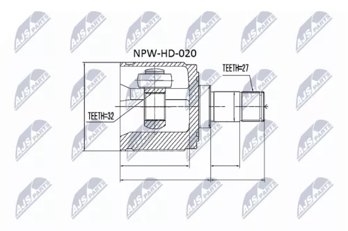 NTY NTY NPW-HD-020 Front Right Inner NTY Cv Joint & Boot Kit 