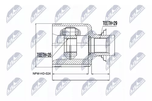 NTY NTY NPW-HD-024 Front Left Outer NTY Cv Joint & Boot Kit 
