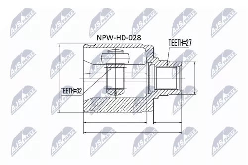 NTY NTY NPW-HD-028 Inner Front Right Outer NTY Cv Joint & Boot Kit 