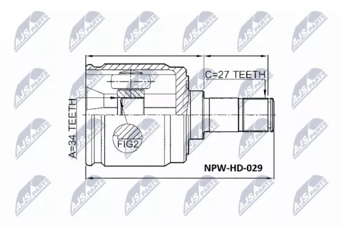 NTY NTY NPW-HD-029 Inner Front Left NTY Cv Joint & Boot Kit 