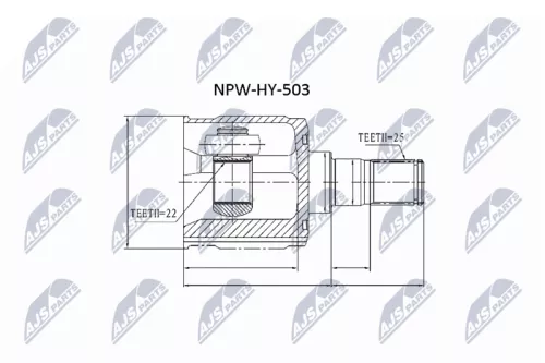 NTY NTY NPW-HY-503 Inner NTY Cv Joint & Boot Kit 
