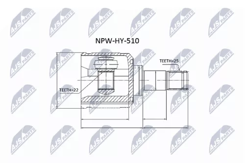 NTY NTY NPW-HY-510 Front Right Front Left Inner NTY Cv Joint & Boot Kit 