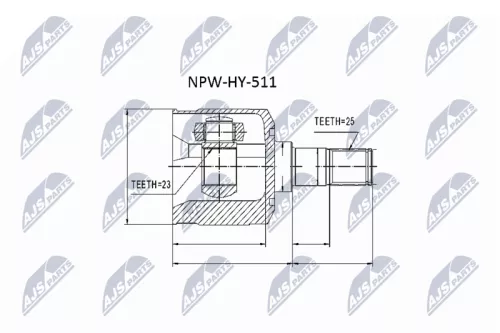 NTY NTY NPW-HY-511 Inner NTY Cv Joint & Boot Kit 