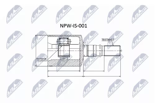 NTY NTY NPW-IS-001 Front Right NTY Cv Joint & Boot Kit 