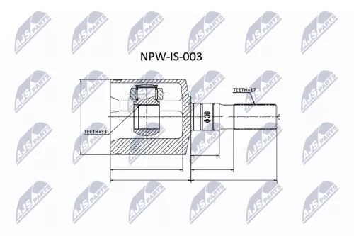 NTY NTY NPW-IS-003 left NTY Cv Joint & Boot Kit 