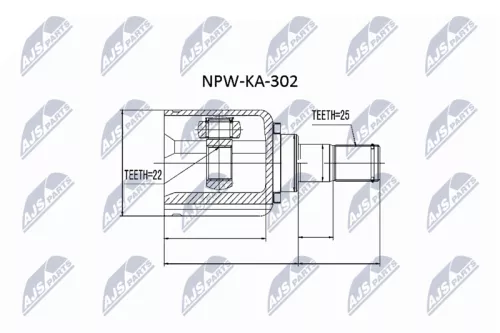 NTY NTY NPW-KA-302 Front Right NTY Cv Joint & Boot Kit 