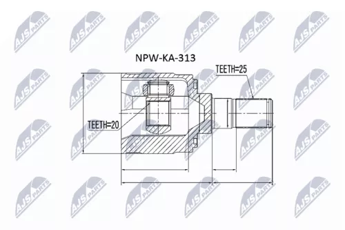 NTY NTY NPW-KA-313 Inner Front Right NTY Cv Joint & Boot Kit 