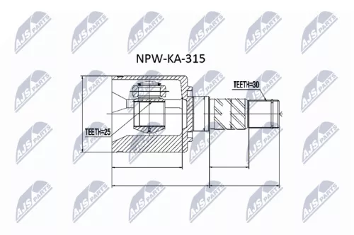 NTY NTY NPW-KA-315 Inner NTY Cv Joint & Boot Kit 