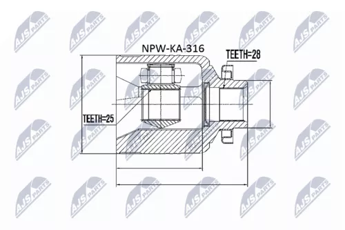 NTY NTY NPW-KA-316 Front Right Inner NTY Cv Joint & Boot Kit 