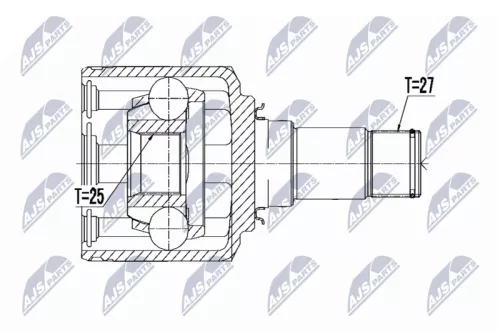NTY NTY NPW-ME-095 Front Left NTY Cv Joint & Boot Kit 
