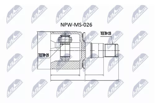 NTY NTY NPW-MS-026 Front Left Inner NTY Cv Joint & Boot Kit 