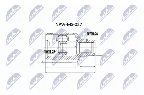 NTY NTY NPW-MS-027 Front Left Front Right Outer Inner NTY Cv Joint & Boot Kit 