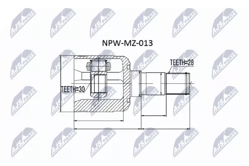 NTY NTY NPW-MZ-013 Inner NTY Cv Joint & Boot Kit 