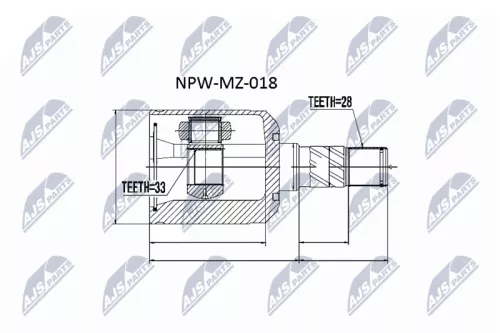NTY NTY NPW-MZ-018 Inner Front Left NTY Cv Joint & Boot Kit 