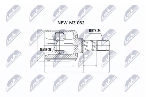 NTY NTY NPW-MZ-032 Inner NTY Cv Joint & Boot Kit 