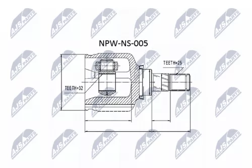 NTY NTY NPW-NS-005 Inner NTY Cv Joint & Boot Kit 
