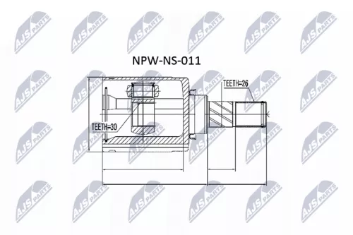 NTY NTY NPW-NS-011 Front Left Inner NTY Cv Joint & Boot Kit 