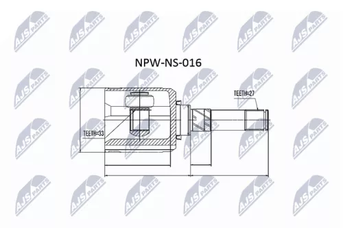 NTY NTY NPW-NS-016 Inner Front Left NTY Cv Joint & Boot Kit 