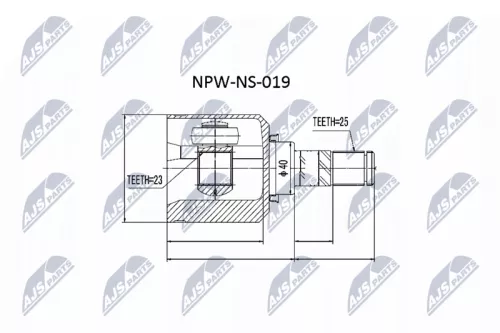 NTY NTY NPW-NS-019 Inner NTY Cv Joint & Boot Kit 