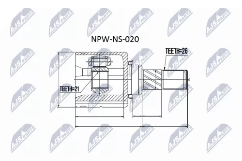 NTY NTY NPW-NS-020 Inner NTY Cv Joint & Boot Kit 