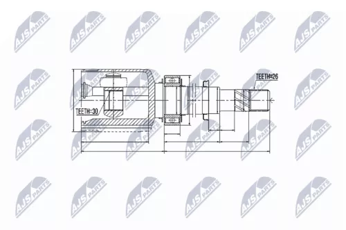 NTY NTY NPW-NS-021 Front Right NTY Cv Joint & Boot Kit 