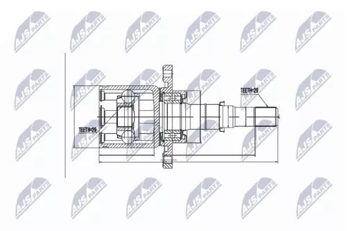 NTY NTY NPW-NS-046 Front Right NTY Cv Joint & Boot Kit 