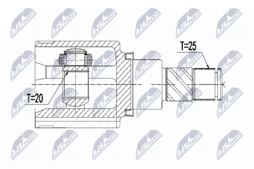 NTY NTY NPW-NS-135 Front Right NTY Cv Joint & Boot Kit 