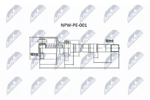 NTY NTY NPW-PE-001 Front Right NTY Cv Joint & Boot Kit 