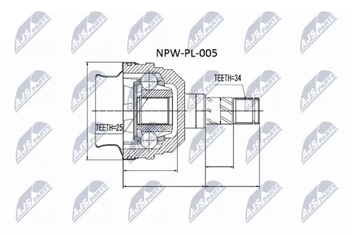 Front Inner NTY Cv Joint & Boot Kit