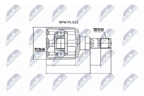 NTY NTY NPW-PL-023 Front Left NTY Cv Joint & Boot Kit 