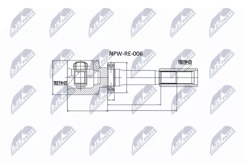 NTY NTY NPW-RE-006 Front Right NTY Cv Joint & Boot Kit 
