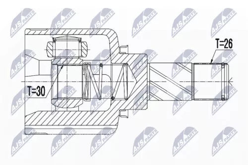 NTY NTY NPW-RE-057 Front Right NTY Cv Joint & Boot Kit 