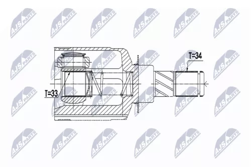 NTY NTY (NPW-RE-062) Front Left NTY Cv Joint & Boot Kit 