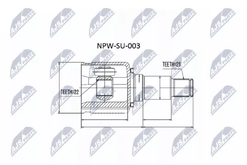 NTY NTY NPW-SU-003 Inner NTY Cv Joint & Boot Kit 