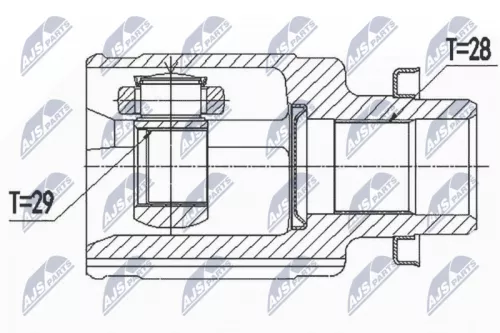 NTY NTY NPW-SU-036 Front Right NTY Cv Joint & Boot Kit 